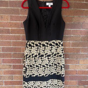 Badgley Mischka Black and Gold Midi Dress